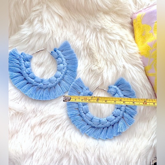 NEW:»HaNdMaDe BÖHÖ fLoWeR MaCrAmÉ»🏹BoHeMiAn EaRrInGs Fringe fRiNgNy hÖöpS - Picture 6 of 16